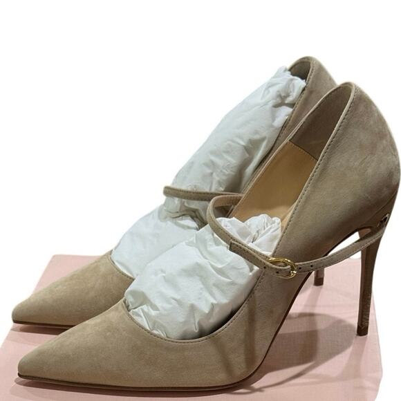Jennifer Chamandi Lorenzo 105 mm Sand Suede Pumps sz. 39 eu - Picture 8 of 11